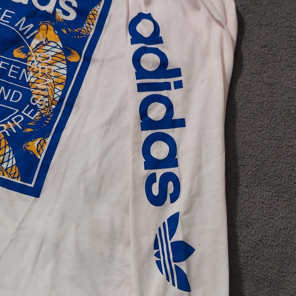 Adidas Shirt Mens Medium The Brand With 3 Strips Pink Trifoil Long Sleeve Tee - Picture 4 of 8